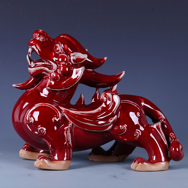 Jingdezhen ceramics ancient jun porcelain the mythical wild animal furnishing articles feng shui plutus Chinese style living room porch office decoration