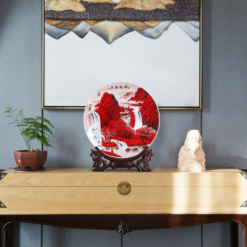 Jingdezhen ceramics luck, hang dish creative TV ark, home decoration of Chinese style of the sitting room porch place