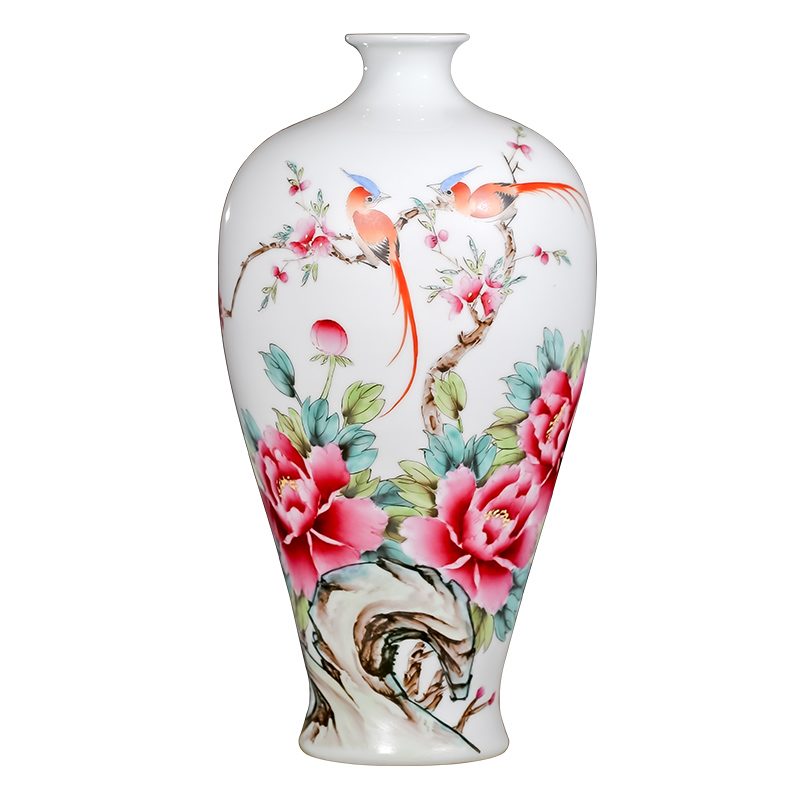 Jingdezhen ceramics famous hand - made powder enamel vase flower arranging Chinese style living room home furnishing articles