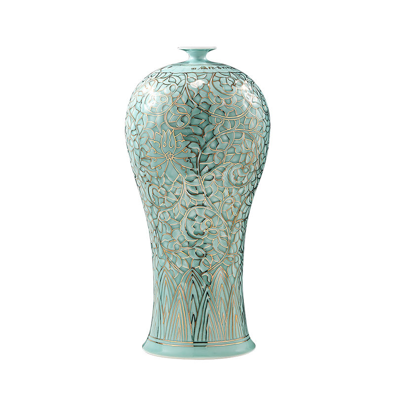 Jingdezhen ceramics vase masters hand shadow blue glaze see colour vase Chinese style living room decoration office furnishing articles