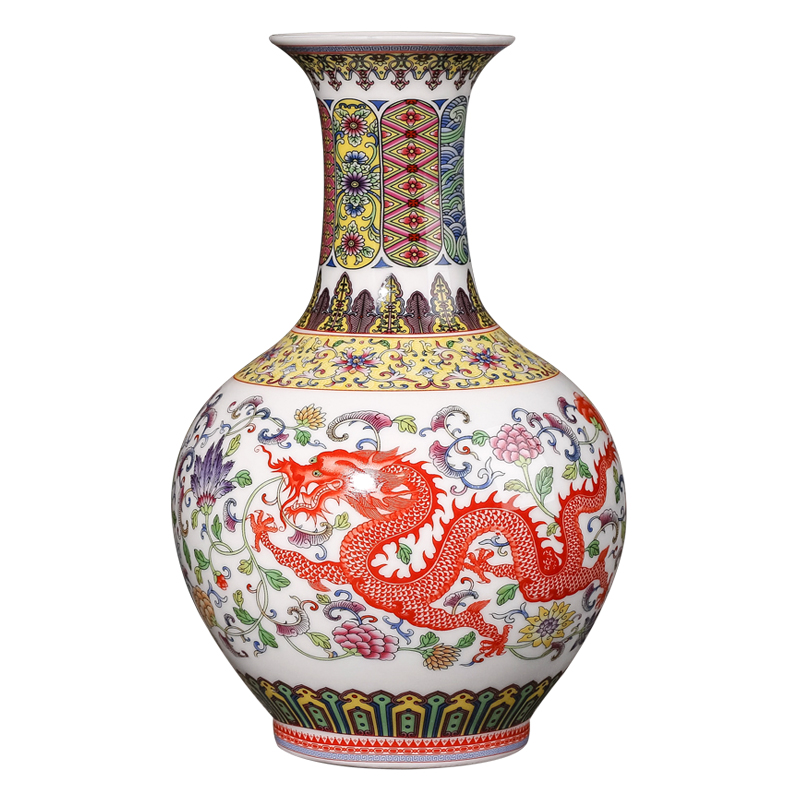 Jingdezhen ceramics antique vase furnishing articles of Chinese style living room home rich ancient frame enamel handicraft ornament