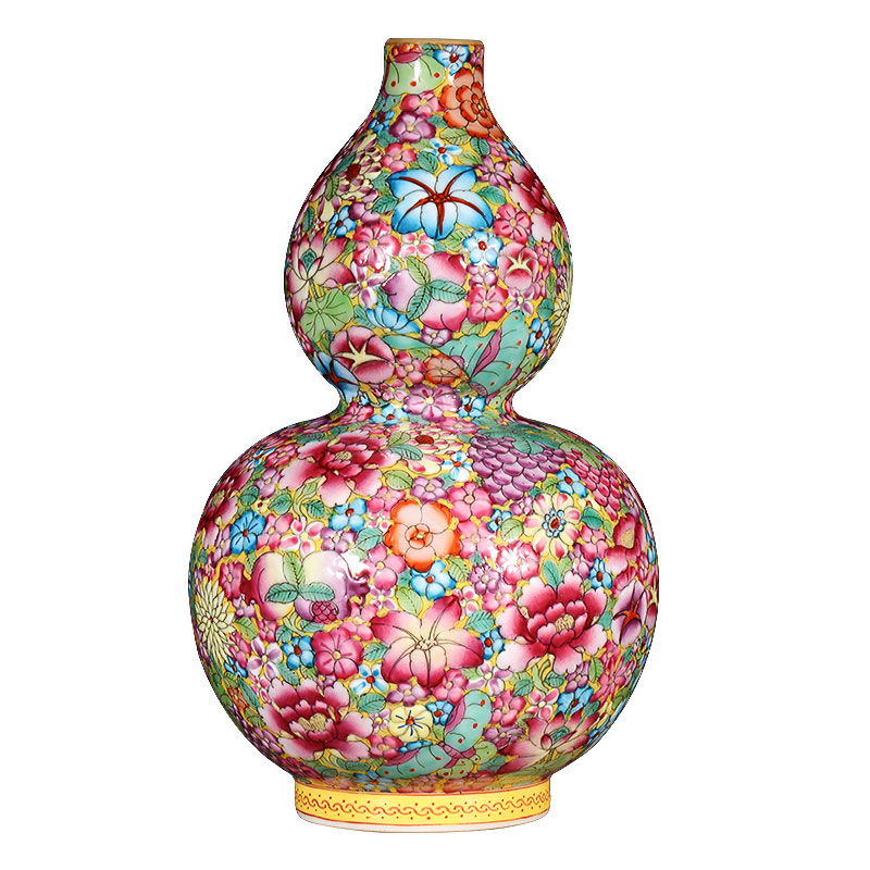 Jingdezhen ceramics hand - made pastel gourd vases, flower arrangement sitting room of Chinese style household adornment handicraft furnishing articles