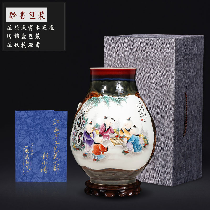 Jingdezhen ceramics creative hand - made up with tong qu large vases, flower arranging Chinese sitting room porch decoration furnishing articles