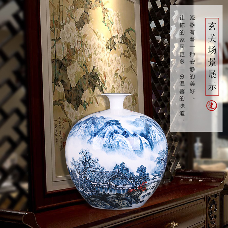 Jingdezhen ceramics hand - made landscape painting new Chinese antique vase large sitting room home furnishing articles