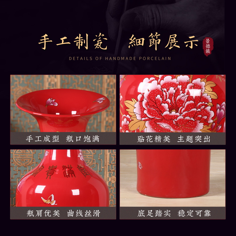 Jingdezhen ceramics vase of large sitting room of the new Chinese style household TV ark hotel opening gifts