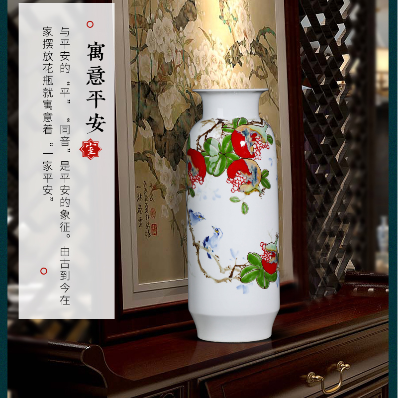 Jingdezhen ceramics by hand draw flower vase is placed large Chinese style living room home TV ark, adornment