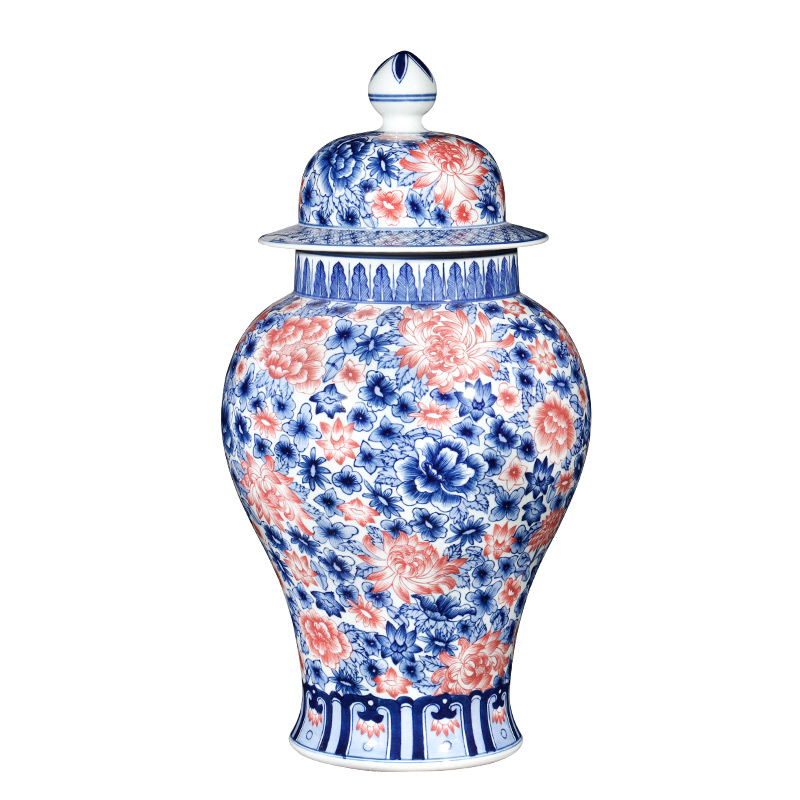 Jingdezhen ceramics antique hand - made general blue and white porcelain jar of furnishing articles of Chinese style living room porch decoration gifts