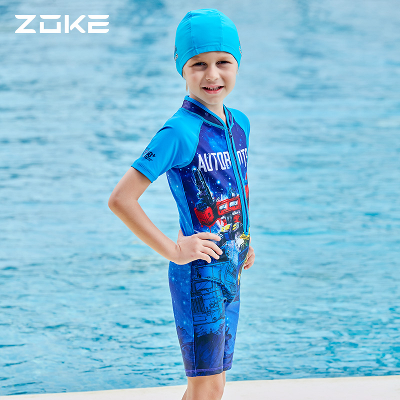 Zhou Ke children's swimsuit boys baby baby one-piece straight swim trunks in the big boy hot spring professional quick-drying swimsuit