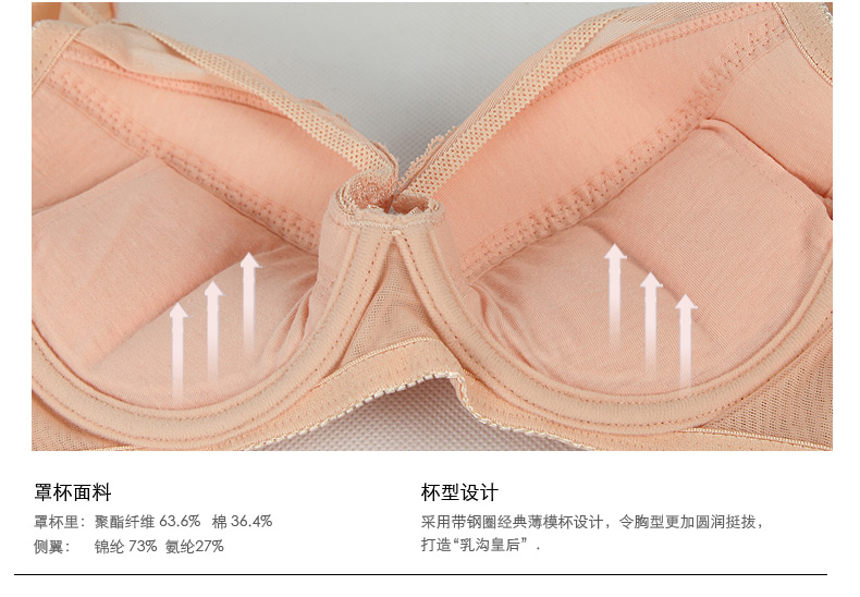 女士品牌内衣文胸聚拢调整型性感妩媚舒适 azc03