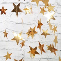 4 meters gold and silver glitter large and small pull flower stars decoration decoration party window pull flag