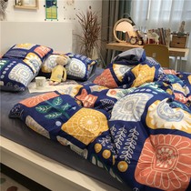 Dibei Die simple leaf cotton plus four pieces A-side cotton pure cotton B-side flannel three-piece in wind protection