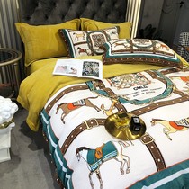 Dieu-style double-sided milk printing four pieces of winter heating flannel sheets suited for winter