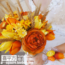Wheat field autumn color tulip bride hand flower garden photography new original