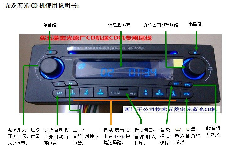 五菱宏光最高配商务cd机荣光之光收音机4声道可以调平衡音