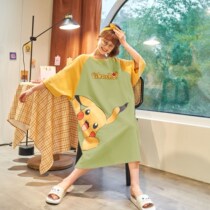 Pure cotton night dress female summer cute short-sleeved Korean version loose plus size fat m200 kg pregnant women pajamas womens home clothes