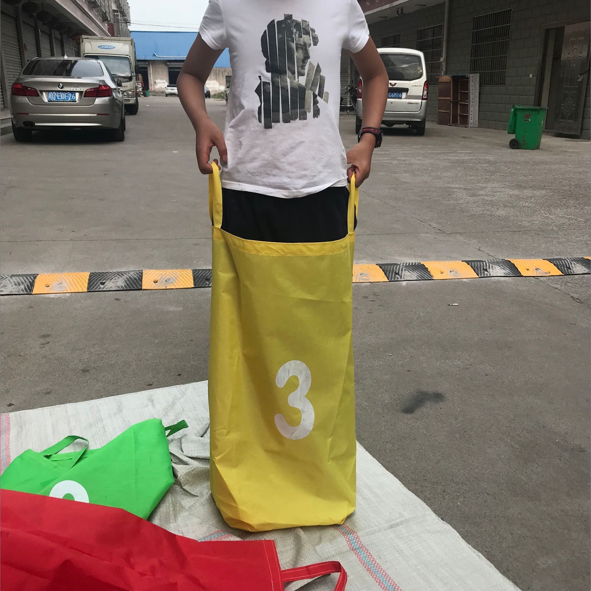 幼儿园儿童跳跳袋感统训练 帆布跳袋袋鼠跳跳袋单层彩色跳袋数字