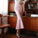 Eo cao gợi cảm túi mỏng hông váy nữ váy đuôi cá dài trung màu hồng 2021 thời trang mùa xuân ol váy khí chất - Váy
