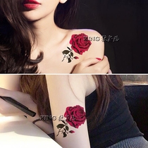 KING tattoo sticker waterproof female long-lasting red rose Net red sexy simulation scar