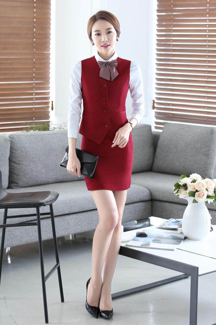 ol职业女装前台会所酒店工作服正装工装修身免烫职业马甲套装套裙