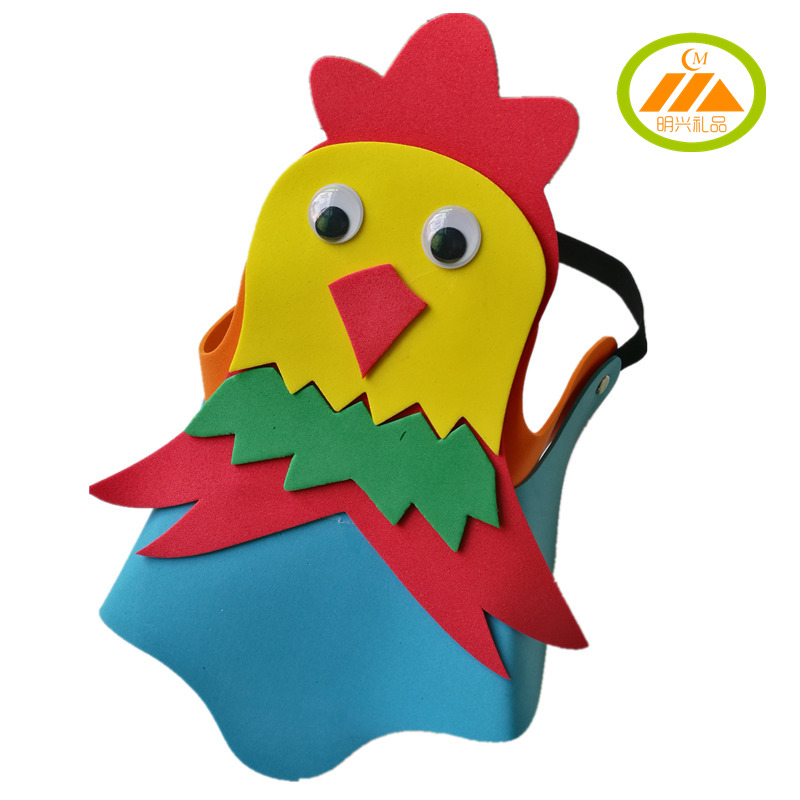 eva小鸡头饰幼儿园学校表演道具公鸡母鸡面具头套生肖帽子玩具