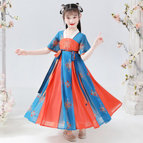 Hanfu girl dress summer new 2021 skirt children Chinese style summer high end short sleeve antique girl