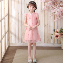 2021 new girls dress childrens summer princess dress Chinese style cheongsam dress little girl Hanfu summer