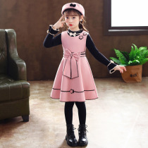 Girl dress winter new childrens dress female childrens skirt little girl Autumn Winter woolen suit Princess dress Foreign