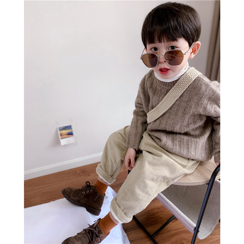 Child child boy and girl Han Edition loose pit sweater children knitted shirt baby simple temperament tops winter clothing