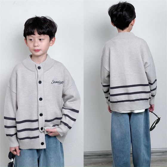 Tongtong Mom Customized Korean Loose Gray Open Buttoned Collar Cardigan Sweater Long Sleeve Knitted Sweater Autumn and Winter Clothes Tongtong Mom Customized Korean Loose Gray Open Buttoned Collar Cardigan Sweater Long Sleeve Knitted Sweater Autumn and Winter Clothes