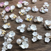 DIY jewelry alloy diamond buckle with diamond flower hand decoration clothing accessories shoe bag accessories imitation pearl flower plate
