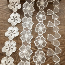 DIY handmade clothes decoration materials wedding dress lace Super fairy white organza embroidery flowers