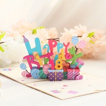 New colorful birthday three-dimensional greeting card 3D handmade paper carving blessing gift message small card for children with numbers