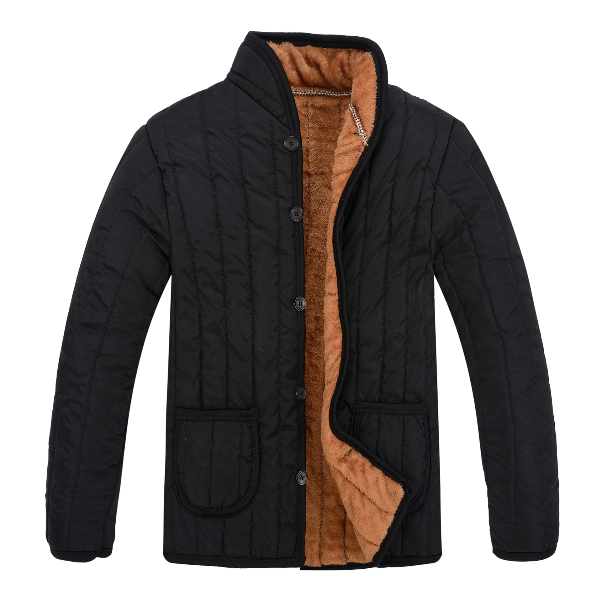 男装棉服中老年棉衣男士加绒立领保暖底衫绒棉服冬外套男式棉服男