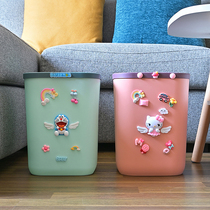 Home trash can cartoon trash basket living room cute children's room trash bucket light luxury uncovered trash basket