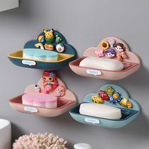 Cartoon soap soap box wall-mounted non-perforated drain toilet strong paste soap rack suction cup rack