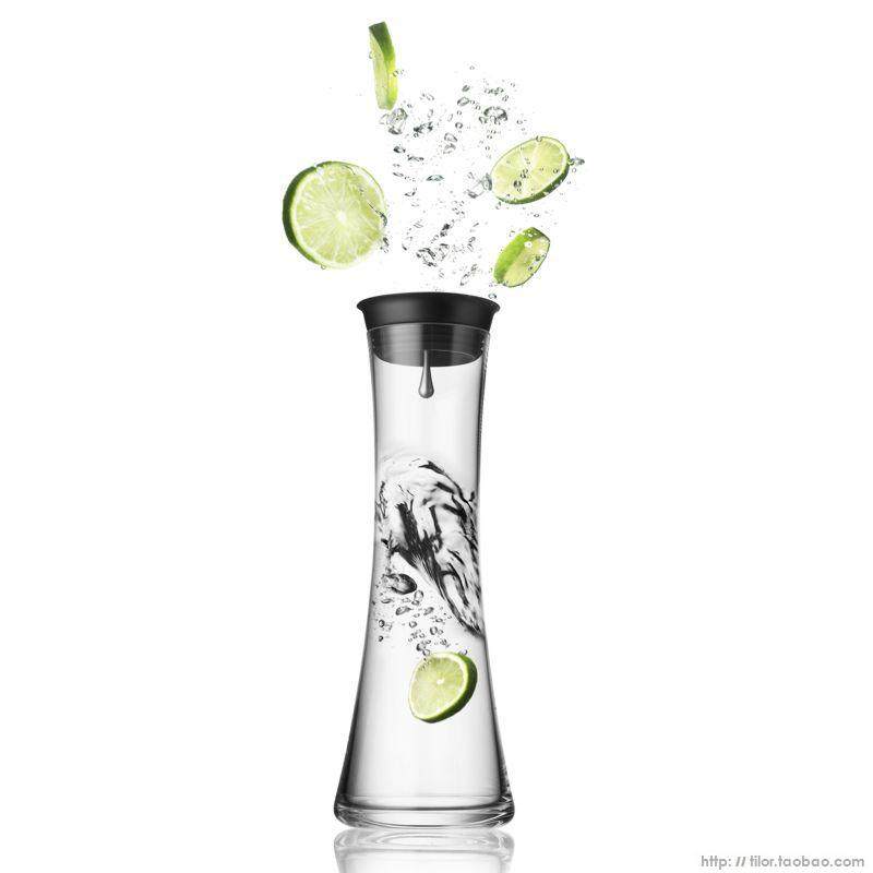 丹麦menu water jug 小号黑盖公主水瓶 无铅玻璃 0.8l 4661119