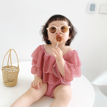 2020 new parent-child swimsuit one-piece triangle mother and daughter swimwear baby baby beach resort hot spring swimsuit