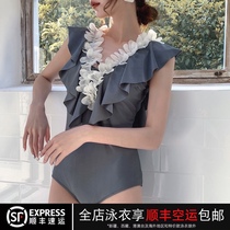 2019 new swimsuit female floral conservative Korean ins one-piece hot spring belly cover thin sexy holiday swimsuit
