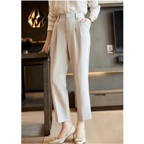 FENPERATE 2022 Spring summer apricots colour solid loose straight cylinder commuter high waist tapered 90% Western suit pants woman