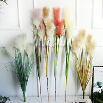 ins Nordic wind net red reed grass simulation flower large pink inserted dry flower landing vase living-room decoration floral