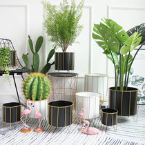 Nordic Ins Wind Iron Art Minimalist Modern Light Lavish Balcony Indoor Green Plant Flower Pot large number floor golden flower shelf