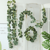Simulation of Eucalyptus gray green apple leaves green leaves Teng hanging wall decoration wedding cloth exhibition leaf material beautiful Chen landscape
