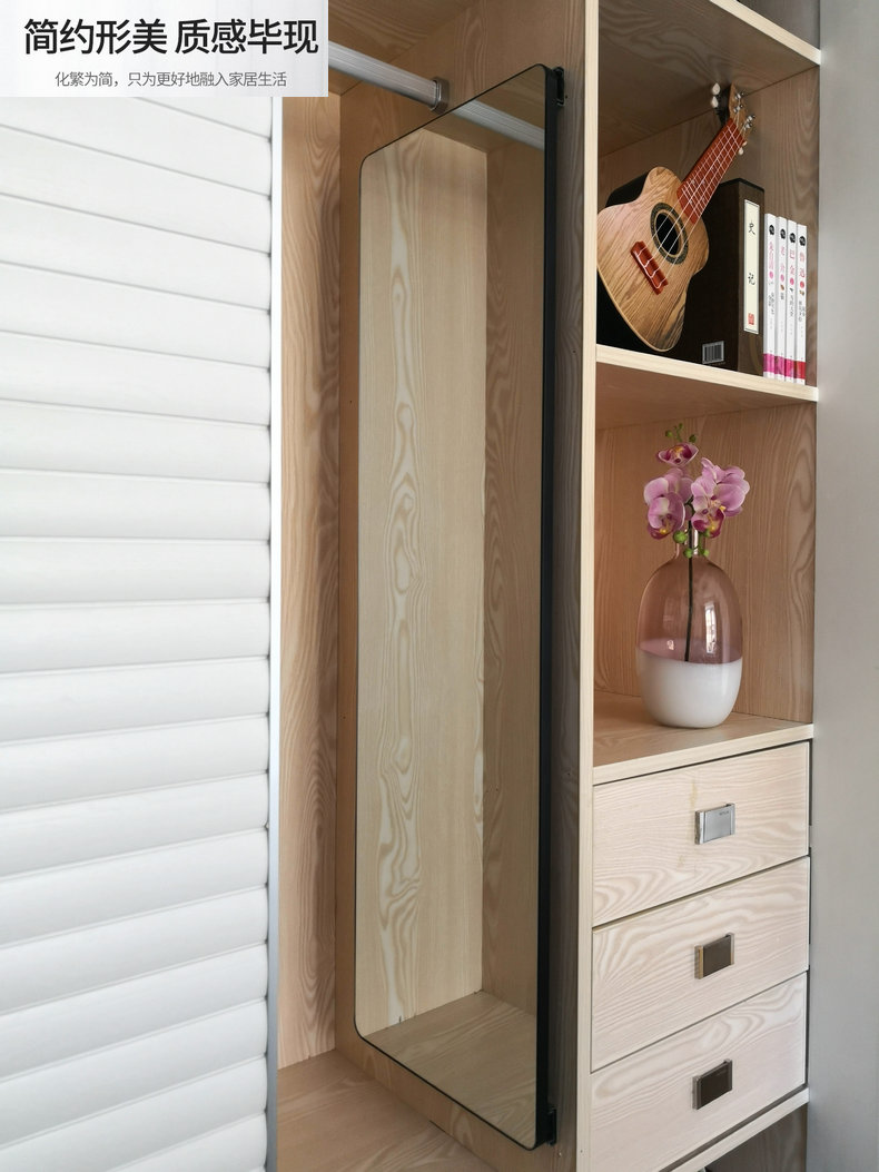 平开门对开门衣柜镜子穿衣镜无框全身镜家用推拉镜旋转隐形试衣镜