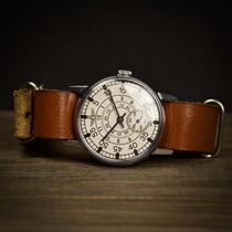 Overseas Aviator ◇ Ancient Mens retro Soviet pilot military watch brown leather mechanical watch