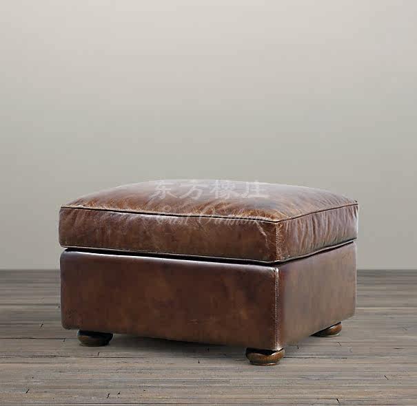 定制出口家具 时尚脚凳美式真皮凳 田园换鞋凳服装店沙发凳子
