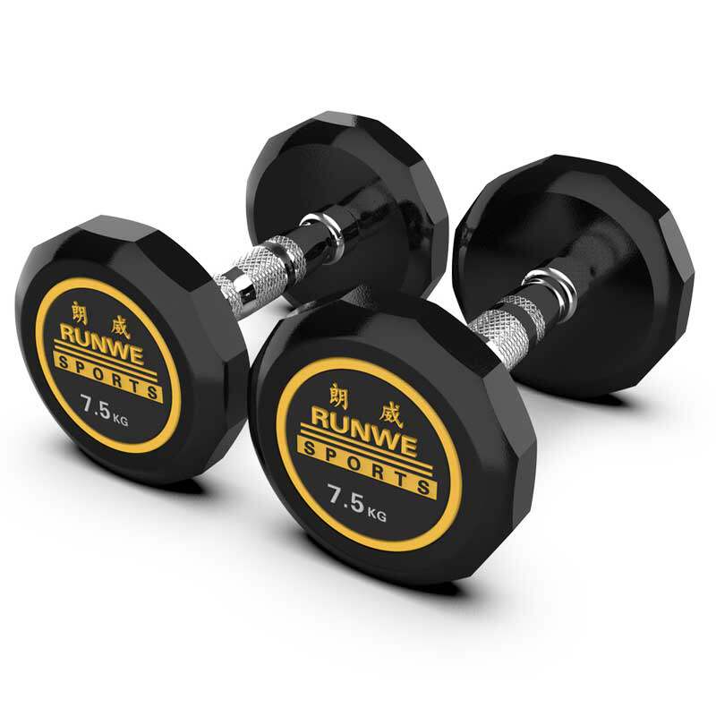 朗威固定哑铃男士健身家用健身房专用商用包胶哑铃套装健身器材