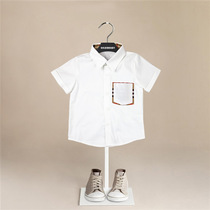 Boys and girls British style short-sleeved white shirt summer childrens baby foreign cotton bottoming shirt Korean version of the tide