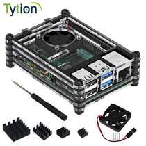 Raspberry Pi 4B 9-layer acrylic shell transparent black contrast chassis cooling fan heat sink set