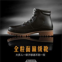 (Full grain boots)91212a outdoor mens and womens mountaineering hiking mid-top high-top cowhide leather shoes