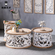 American country coffee table French retro carved home living room sofa creative corner a few homestays old design side